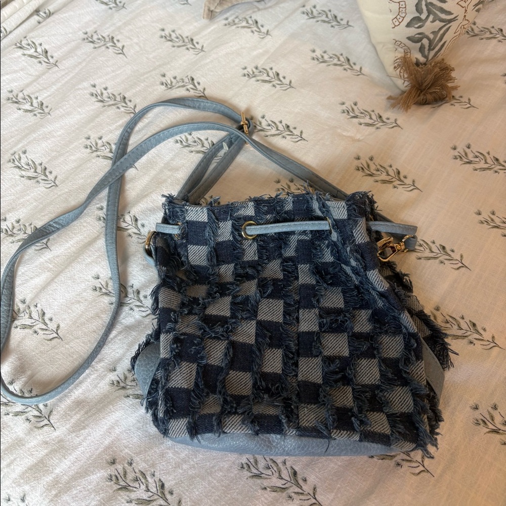 Denim checkered crossbody bag